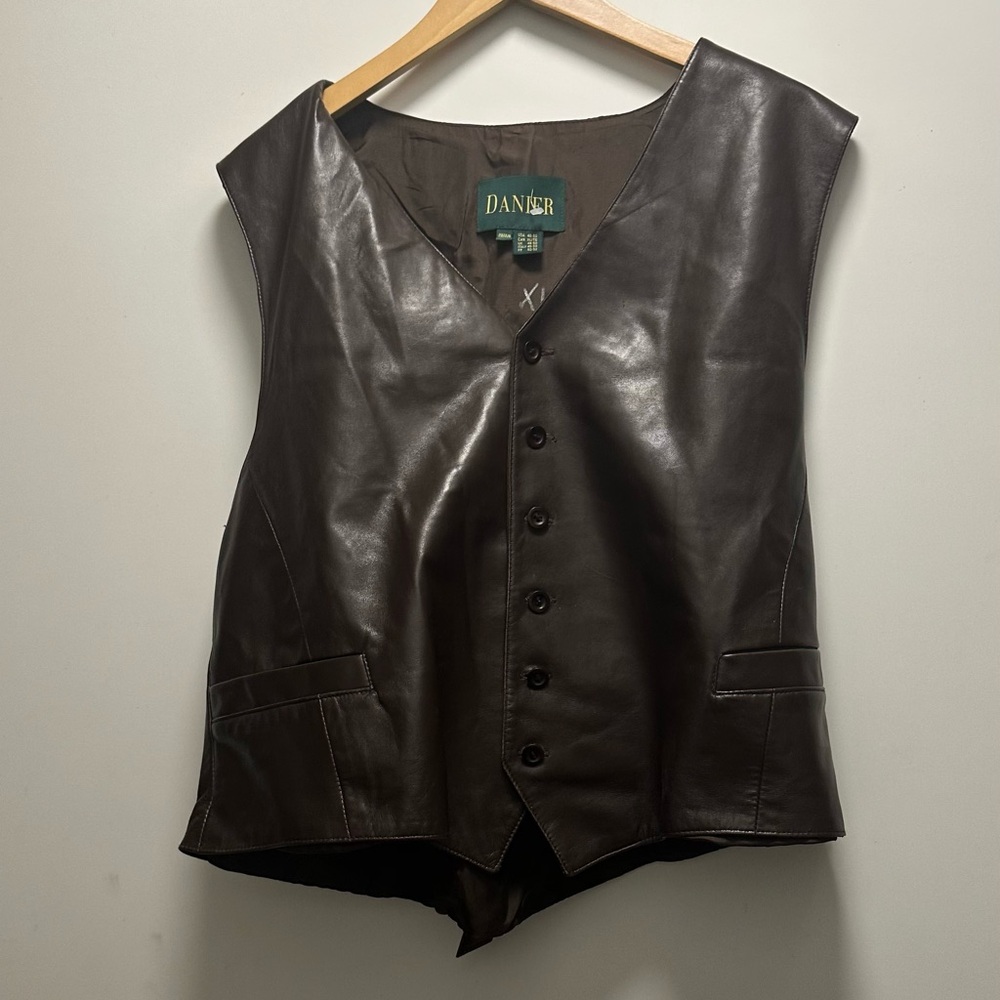 Genuine brown leather vest